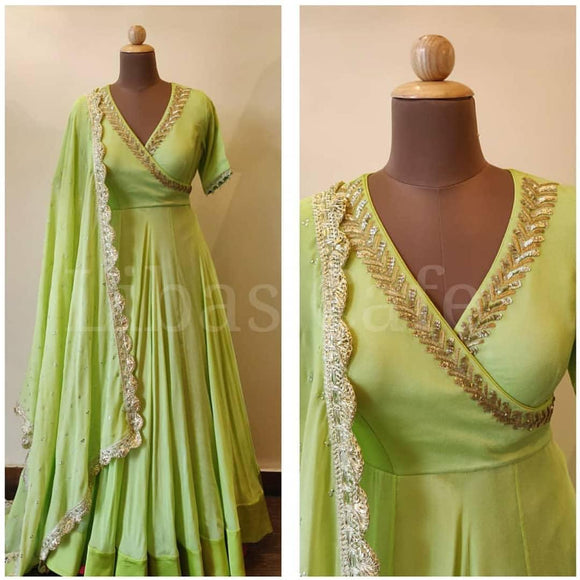 Designer Green Coloured Anarkali Kurti with Pant and Dupatta!! – Royskart